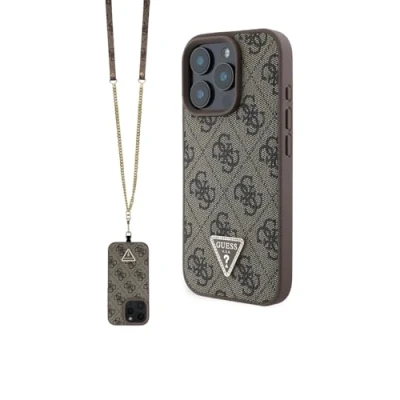 Afbeelding van Guess GUHCP16XP4TDSCPW iPhone 16 Pro Max 6,9&quot; bruin/bruine hardcase lederen metalen logo strass crossbody