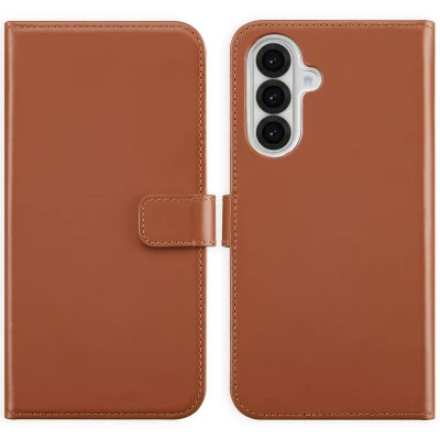 Afbeelding van Samsung Galaxy A56 Hoesje Echt leder Selencia Bookcase Lichtbruin Telefoonhoesje