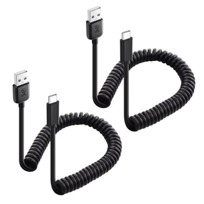 Afbeelding van Cable Matters 2 pack, opgerolde USB C® naar A oplaadkabel 1,2 m