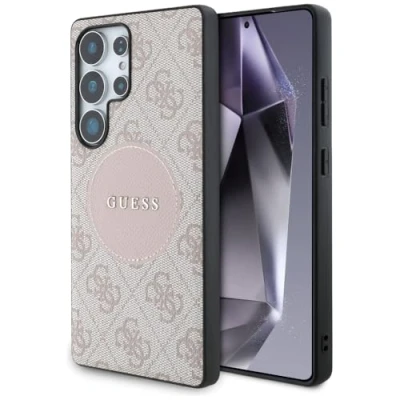 Afbeelding van Guess 4G Ring Cirkel Logo Hoesje Geschikt voor Samsung Galaxy S25 Ultra Back Cover Compatibel met MagSafe / Qi2 Roze