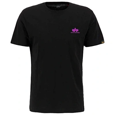 Afbeelding van Alpha Industries Basic T Shirt met Kleine logo voor mannen Black/Magenta