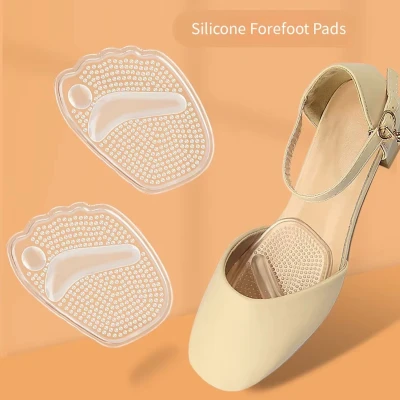 Afbeelding van Siliconen Voorvoet Pads voor Vrouwen Halve Inlegzolen Hoge Hakken Anti Slip Gel Kussentjes Zelfklevende Schoeninserts Voetpijn, Drukverlichting &amp; Comfort