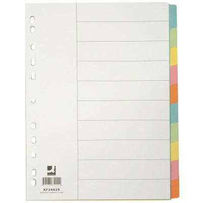 Afbeelding van Q CONNECT neutrale tabbladen, karton, ft A4, 10 tabs