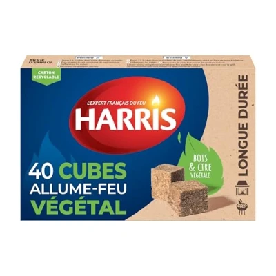 Afbeelding van HARRIS 40 aanmaakblokjes van 100% plantaardig gecomprimeerd hout en plantaardige was natuurlijk duurzaam snelle effectieve ontsteking zonder geur