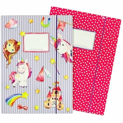 Afbeelding van 2 hoge kwaliteit schoolmappen voor kinderen DIN A4 motief zeemeermin postmap basisschool leerlingen notebook verzamelaar zadelnietmachine set nummer 1