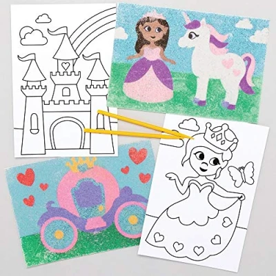 Afbeelding van Baker Ross Prinses Afbeeldingen met Zand Kunst (8 stuks) Knutselspullen en Knutselsets voor Kinderen