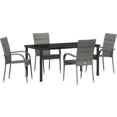 Afbeelding van vidaXL 5 delige tuin eetset grijs poly rattan