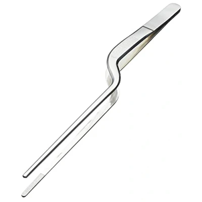 Afbeelding van MasterClass Hoekige chef pincet, geplateerde tang, roestvrij staal, 21 cm, zilver