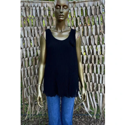 Afbeelding van Plissé Top Roosje Zwart One Size (Maat 38 t/m 42)