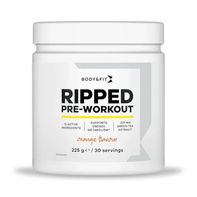 Afbeelding van Body &amp; Fit Ripped Pre Workout Sinaasappel Poeder 30 doseringen (225 gram)