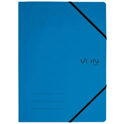 Afbeelding van VON Leitz 30110035 Documentenmap, A4, met elastische bandsluiting, karton, voor 150 vellen, gemakkelijk project en papieropslag, studie thuis, blauw
