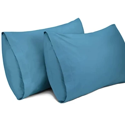 Afbeelding van Lirex 2 Pack Kussenslopen, 100% Katoen 400 Draad Ademende Kussensloop Pillow Cover, 50 x 80 cm, Blauw