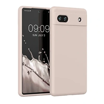 Afbeelding van kwmobile telefoonhoesje geschikt voor Google Pixel 6a Hoesje met siliconen coating Smartphone case in kokosmelk
