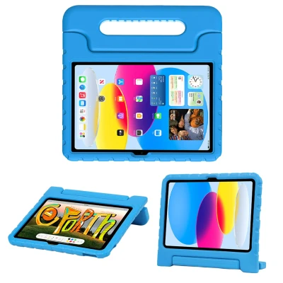Afbeelding van Apple iPad 10.9 (2022) Hoes: iMoshion Kidsproof Backcover met handvat Shockproof/Valbescherming Softcase,Backcover Blauw Siliconen En TPU (