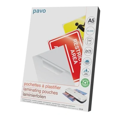 Afbeelding van Pavo Premium Lamineerhoes A5, 2 x 75 micron, Glanzend/lamineerhoezen/Lamineersheet, 8004256