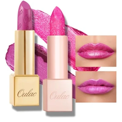 Afbeelding van OULAC Lipstick met vochtglans, diamant reflectie, deeltjesoppervlak, hydraterende formule, vocht en glans voor de lippen, veganistisch glutenvrij