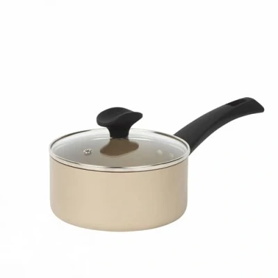 Afbeelding van Salter saucepan &amp; glazen deksel 16 cm Non Stick Induction Olympus serie zwart/goud