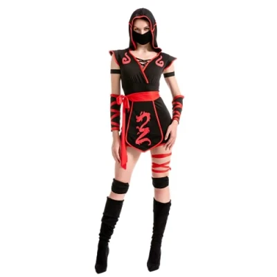 Afbeelding van Spooktacular Creations Halloween Ninja kostuum voor volwassenen vrouwen, verkleedfeest, truc of behandeling, cosplay feest