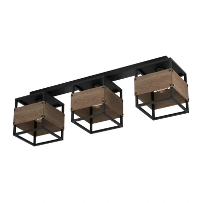 Afbeelding van EGLO Evesham Plafondlamp E27 87,5 cm Zwart/Bruin Staal/Hout