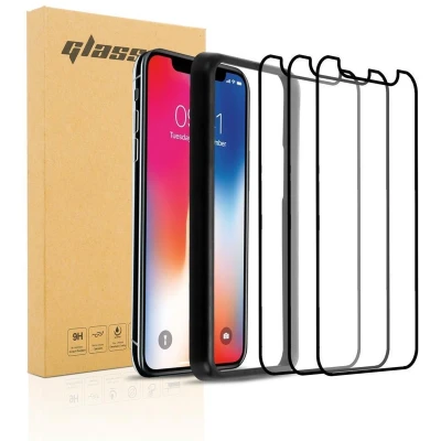 Afbeelding van Cadorabo 3x Volledig scherm pantserfolie geschikt voor Apple iPhone X / XS in TRANSPARANT met ZWART Screenprotector Getemperd (Tempered) Display beschermend glas 9H hardheid 3D Touch Installatiegids
