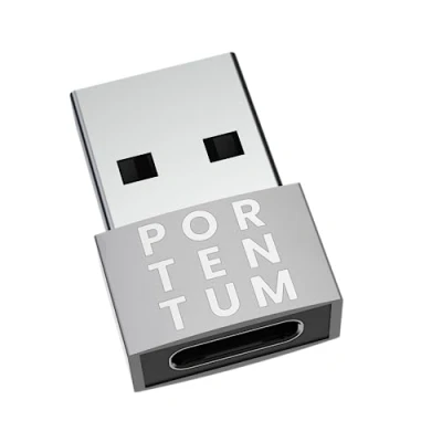 Afbeelding van PORTENTUM USB C naar adapter 480 MB Snelheid Premium Zink Toestaan met Hoge Hittebestendigheid Helder Zilver