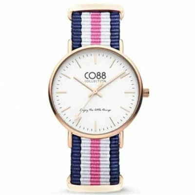 Afbeelding van CO88 Horloge staal/nylon rosé/blauw/wit/roze 36 mm 8CW 10030