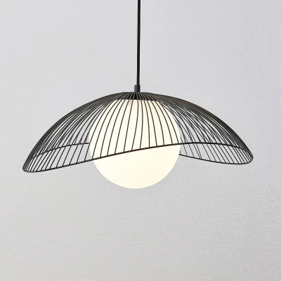 Afbeelding van Lindby hanglamp 1licht staal, glas H: 19 cm E27 zwart, wit