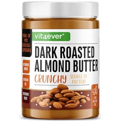 Afbeelding van amandelboter Dark Roasted 1kg natuurlijke Extra knapperig &amp; intense smaak geraffineerd met zout Eiwitrijk Toegevoegde olie of palmvet Veganistisch