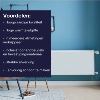 Afbeelding van Plieger compact flat paneelradiator vlakke plaat type 11 400x400mm 233W wit 983420408