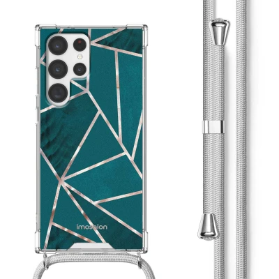 Afbeelding van Samsung Galaxy S22 Ultra Hoesje Kunststof iMoshion Softcase/Koordhoesje/Backcover Petrol Green Graphic Telefoonhoesje