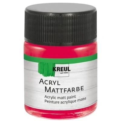 Afbeelding van KREUL 75515 Matte acrylverf, karmijn in een potje van 50 ml, romig dekkende, sneldrogende verf op waterbasis, geschikt voor vele verschillende ondergronden