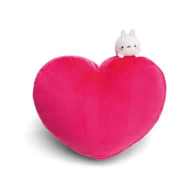 Afbeelding van Kussen MOLANG hartvormig 42x27cm met knuffel 10cm roze Heerlijk zacht knuffelkussen voor jongens, meisjes, baby&#039;s; Ideaal thuis, op de kleuterschool of onderweg