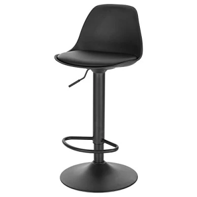 Afbeelding van EUGAD 0651BY 1 barkruk met rugleuning, barstoelen in hoogte verstelbaar en 360 draaibaar, eigentijds voor eetkamer, bar, zwart