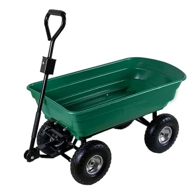 Afbeelding van TALK POINT Tuinwagen met kantelfunctie, 75 liter, kunststof bak, handwagen, kantelwagen, belastbaar tot 300 kg, stuuras, luchtbanden op stalen velg, afneembare handgreep, bolderkar, transportwagen, tuinkar