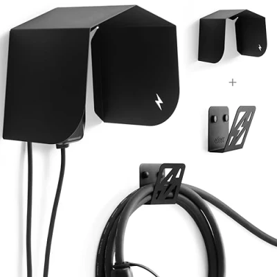 Afbeelding van Afdekking voor oplader elektrische auto, dak, afdekking, accessoires, tent, beschermingsset, luifel, structuur, schuur, houder (zwart dak + EV kabelhouder)