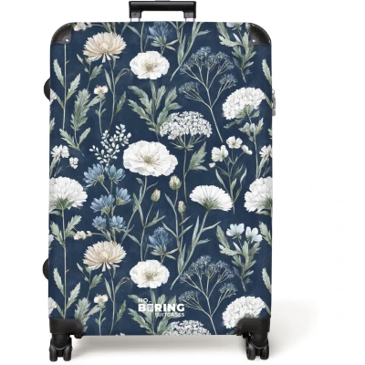 Afbeelding van NoBoringSuitcases.com® Koffer groot Reiskoffer lichtgewicht Bloemen patroon blauw Rolkoffer met 4 wielen Grote trolley XL 98 liter bagage