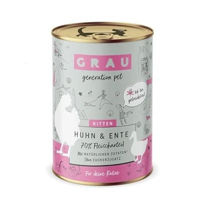 Afbeelding van GRAU het origineel Natvoer voor katten Kitten Kip &amp; Eend, 6 verpakking (6 x 400 g), graanvrij, kittens
