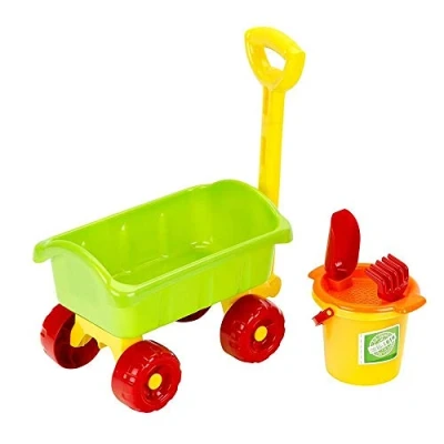Afbeelding van KLEIN goes BIO bolderkar met emmerset Stevige van bioplastic Incl. emmer, harkje, schepje en zeef Afmetingen: 68 cm x 21 23 Speelgoed voor kinderen vanaf 1 jaar