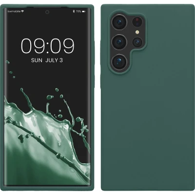 Afbeelding van kwmobile telefoonhoesje geschikt voor Samsung Galaxy S24 Ultra Hoesje met siliconen coating Smartphone case in dennengroen