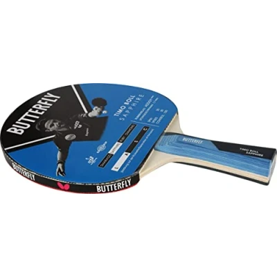 Afbeelding van Butterfly Timo Boll Sapphire tafeltennisbatje, ITTF gecertificeerde addoy coating voor wedstrijden, met 1,7 mm spons, ambitieuze hobbyspelers, zwart/blauw
