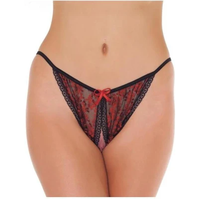 Afbeelding van Amorable by Rimba Tanga slipje met open kruis rood/zwart