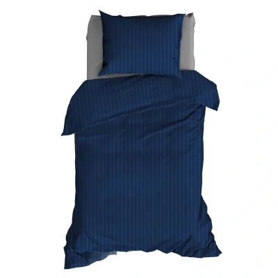 Afbeelding van Dekbedovertrek Satin D&#039;or Satijn Streep Marine 140 x 200 / 220 cm 1 Persoons