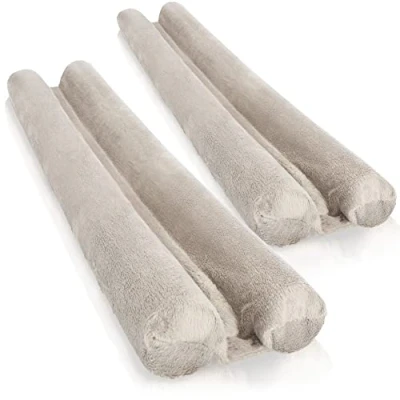 Afbeelding van COM FOUR® 2x tochtstopper voor de deur microvezel onderafdichting met dubbele afdichting bescherming tegen tocht en geluid (02 stuks beige)