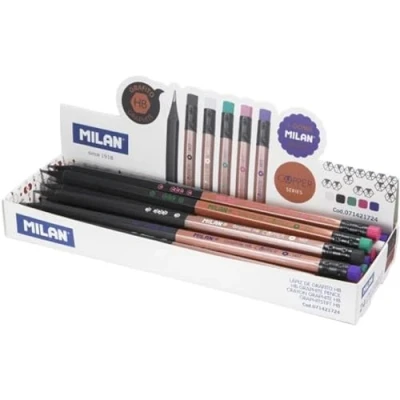 Afbeelding van Displaybox 24 HB grafietstiften met rubber Copper MILAN serie 71421724