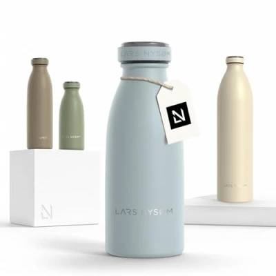 Afbeelding van LARS NYSØM Drinkfles Roestvrij Staal 350ml BPA vrij Geïsoleerde Fles 0.35 Liter Lekvrije Waterfles voor Sport, Fiets, Hond, Kids (Baby Blue, 350ml)