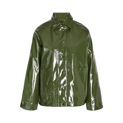 Afbeelding van Noisy may Dames NMSKY L/S Short Vinyl Coat NOOS regenjas, Combu Green, S, S