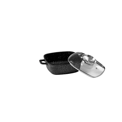 Afbeelding van Pradel Excellence, P4000004, kookpan, premium, vierkant, 20 cm, met glazen deksel, inhoud 2 l, steenlook