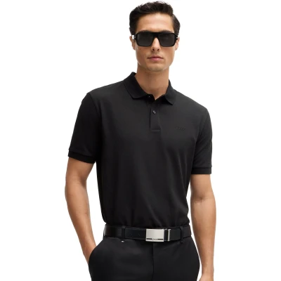 Afbeelding van Hugo Boss polo heren wijde fit poloshirt zwart effen 4XL Big &amp; Tall Plus Size