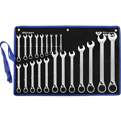 Afbeelding van BRILLIANT TOOLS BT013221 Ratelringsleutelset, omschakelbaar, 21 dlg, 6 32 mm [Powered by KS TOOLS]