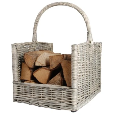 Afbeelding van Esschert Design Haardblokkenmand Grijs Haardvuur accessoires Hout
